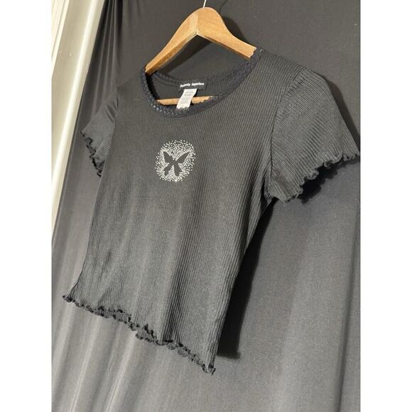 Baby Tee VTG 90s Babydoll Bratz Rhinestone Mcbling Whimsigoth Y2K M - Picture 2 of 4